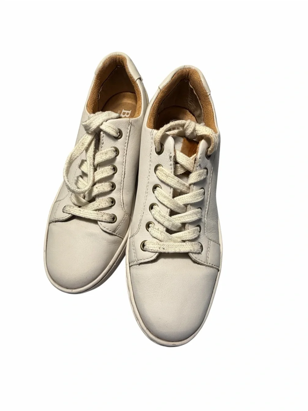 Born Mira Women's White Leather Lace-Up Sneakers Sz 6.5